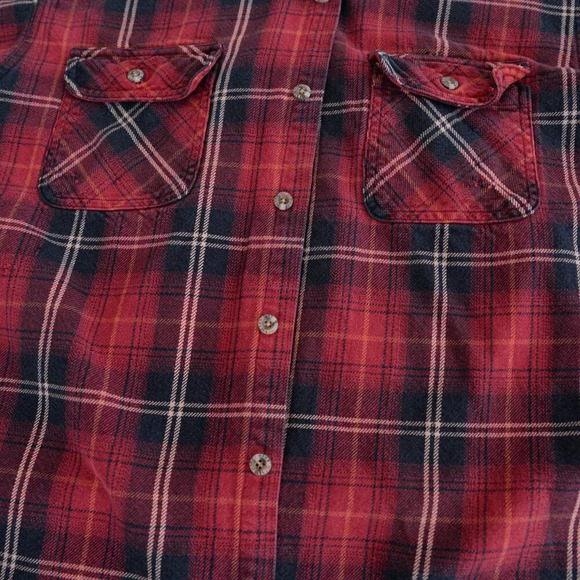 Vintage 90S Field And Stream Red And Black Checker Button Up  Thick Cotton Shirt - Picture 6 of 13